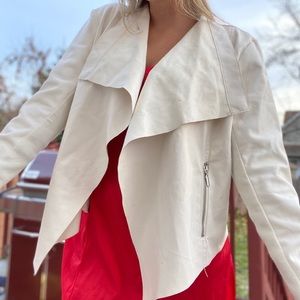 Bisou bisou vegan white leather and half knit sleeves cool AS IS details in pics